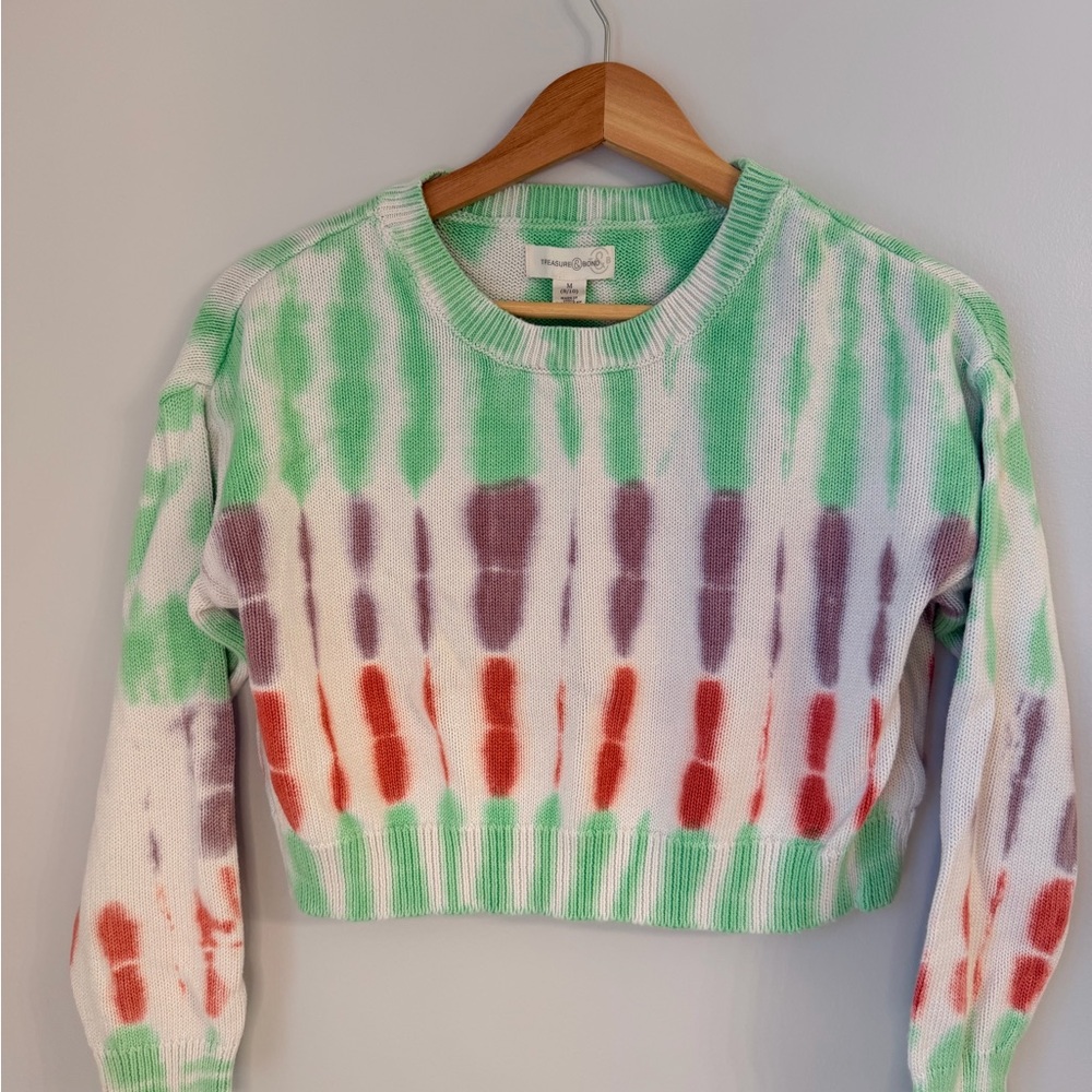 Nordstrom Green and Purple Tie-Dye Sweater